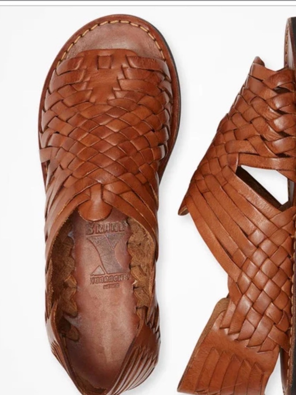 Huarache Sandals by Brand X Huaraches Slip-Ons in Chestnut Brown